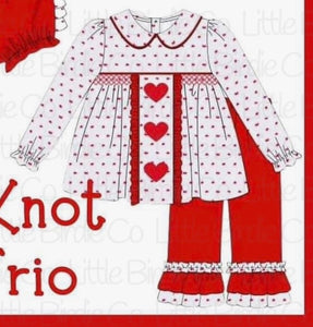 French Knot Heart Trio Girls Pant Set ~ PO24B ~ Ships to LBC in January, then to you!