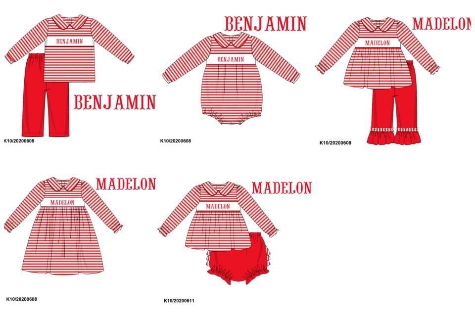 Name Smocked Red Knit Collection ~ PO24C ~ Ships to LBC in late December, then to you!
