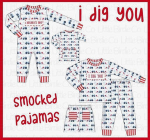 Custom Name Smocked I Dig You Lounge Collection ~ PO24B ~ Ships to LBC in January, then to you!