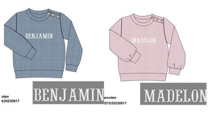 French Knot Name Sweater Collection ~ PO24C ~ Ships to LBC in late December, then to you!
