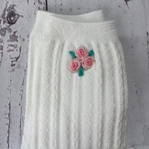 RTS: Hand Embroidered Knee High Socks ~ Three Flower